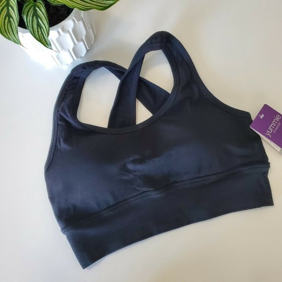 Yummie Long Line Scoop Neck Bra Black L/XL - Picture 2 of 6